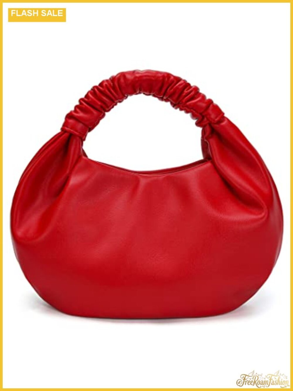 Small Hobo Bag for Women Faux Leather Ruched Top Handle Purse
